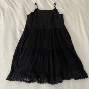 Gir's Eyelet Black Dress